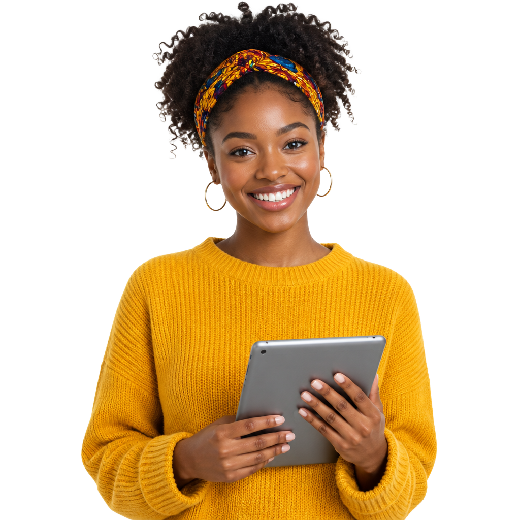 Créatrice africaine vendant ses produits numériques sur MaggyFast Librairie